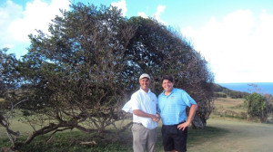 With Jose Perez in front of the logo windswept tree on the 18th fairway.