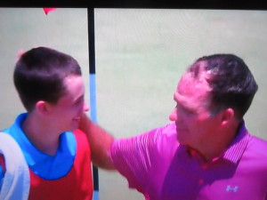 When all was said and done there was that look of respect and admiration between father and son. Photo Credit: NBC Golf & USGA.