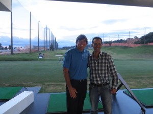 With Nico Astutias on the tee, upper deck, at Top Tee Cayala.